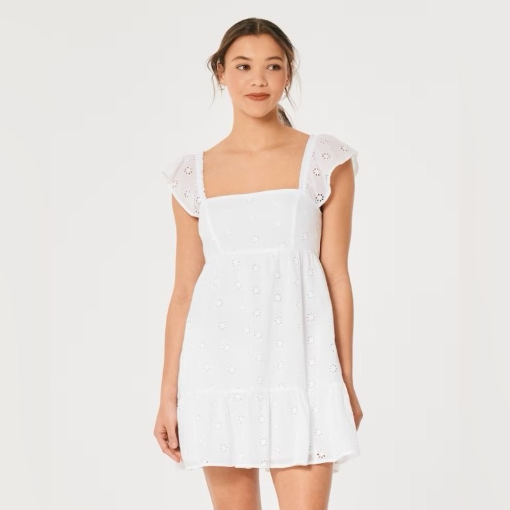 Hollister White cotton eyelet mini summer dress 4 for $20